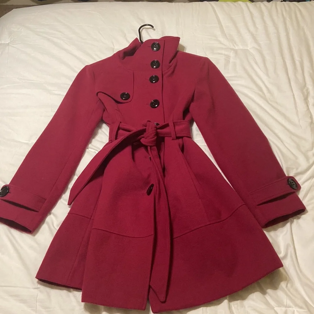 Worthington Fuchsia Peacoat Black Buttons and Tye Waist Size M GORGEOUS! EUC!!! - Picture 3 of 16